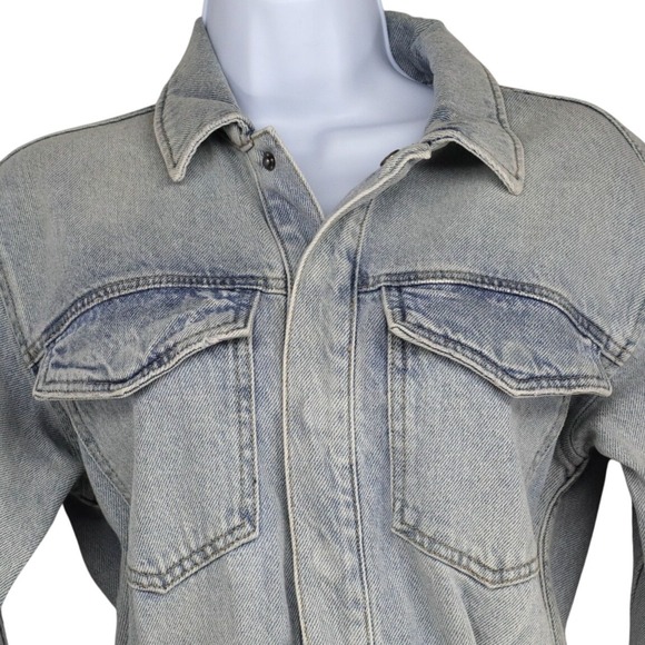 Pistola Amira Long Sleeve Midi Denim Dress Snap Front Light Wash Size XXS NWT - Picture 6 of 13